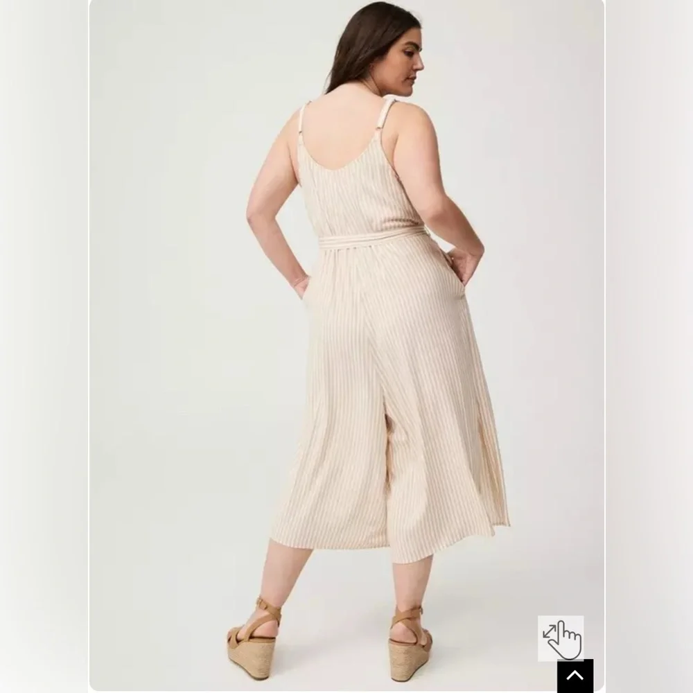 Torrid Beige Striped Jumpsuit NWT - Picture 3 of 9